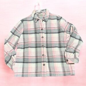Allison Daley Pink and Gray Plaid jacket Shacket button front size 12